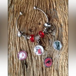 Alabama bracelet, Alabama chunk charm, roll tide bracelet, Alabama crimson tide